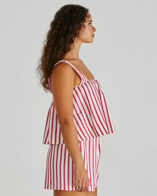 Sass Henri Baby Doll Top Pink Stripe