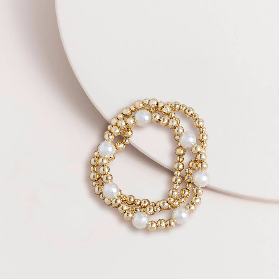 3 Piece Pearl Jumble Bracelet: Silver 6