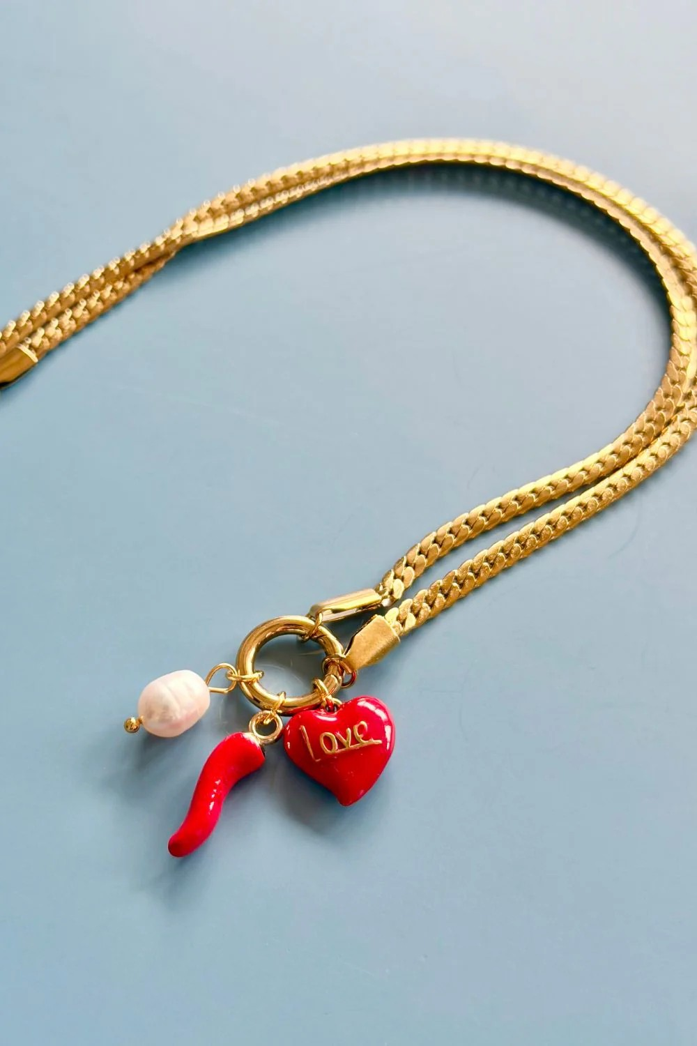 Mosk Melbourne Red Hot Love Me Charm Necklace