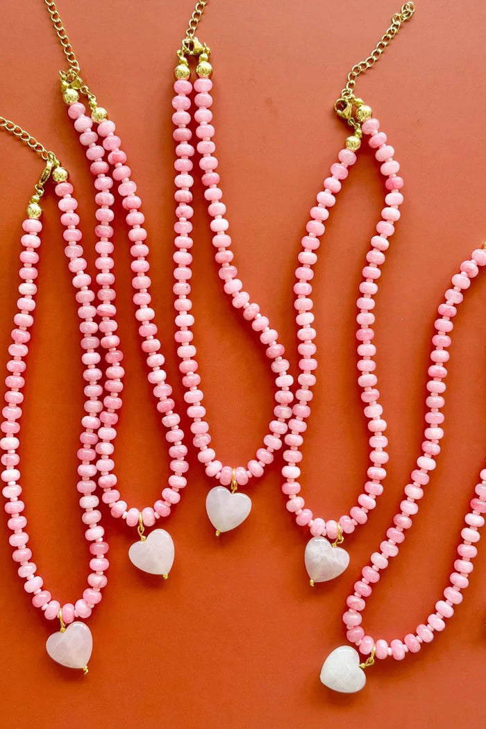 Mosk Melbourne OVER SIZED JADE PINK GEM NECKLACE