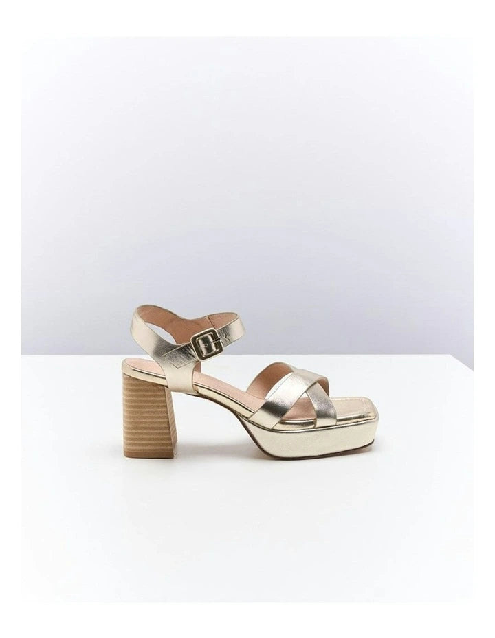 Walnut Melbourne Winslet Leather Heel - Soft Gold