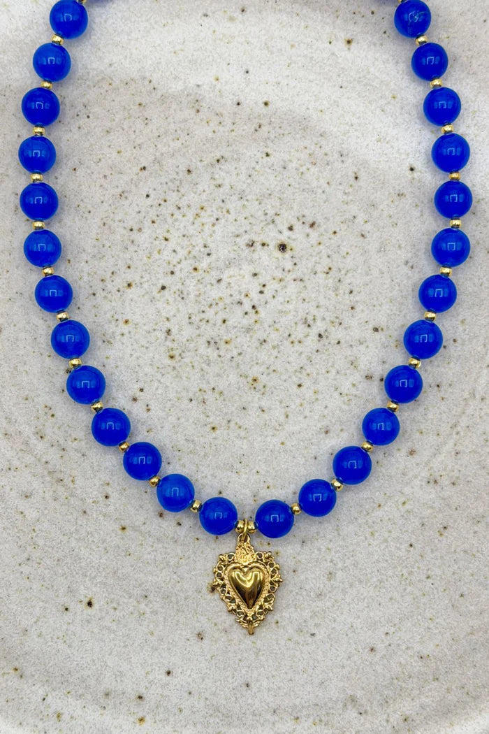 Mosk Melbourne Cobalt Jade Heart Necklace