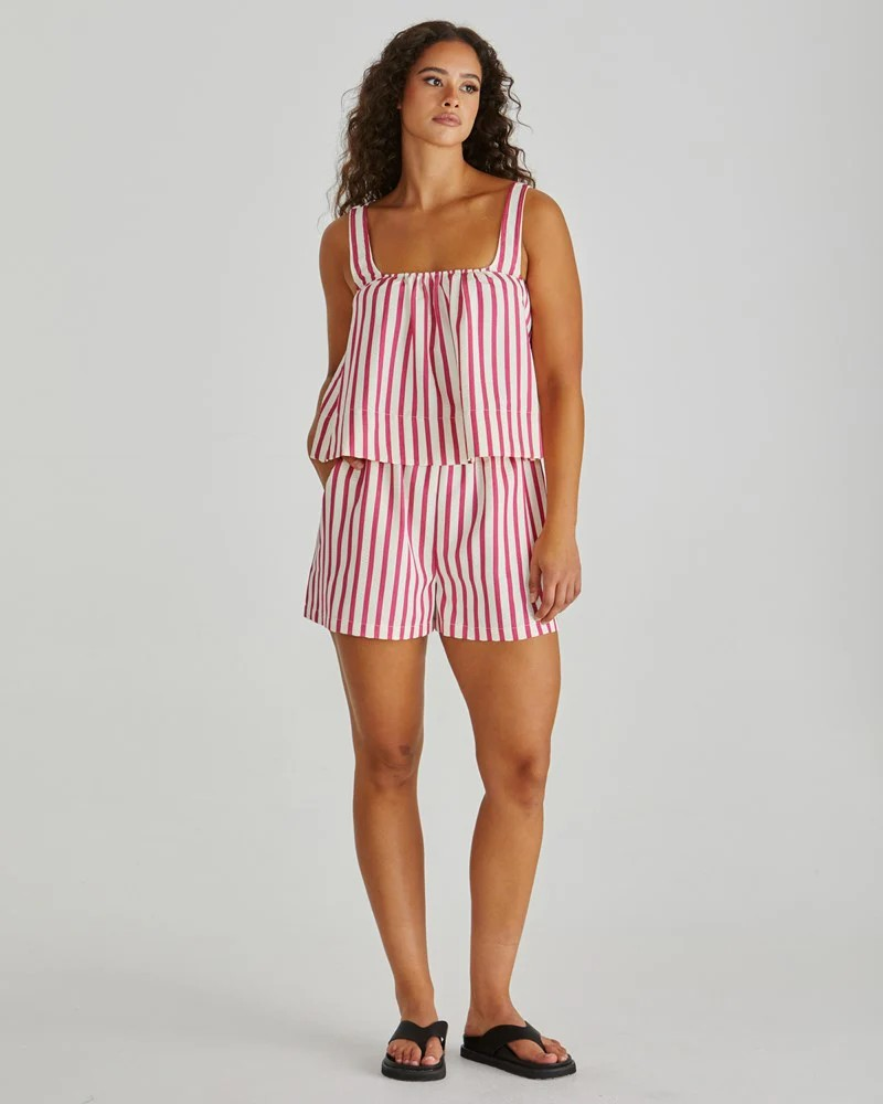 Sass Henri Baby Doll Top Pink Stripe