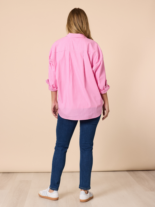 Threadz Cabo Stripe Shirt - Pink/White
