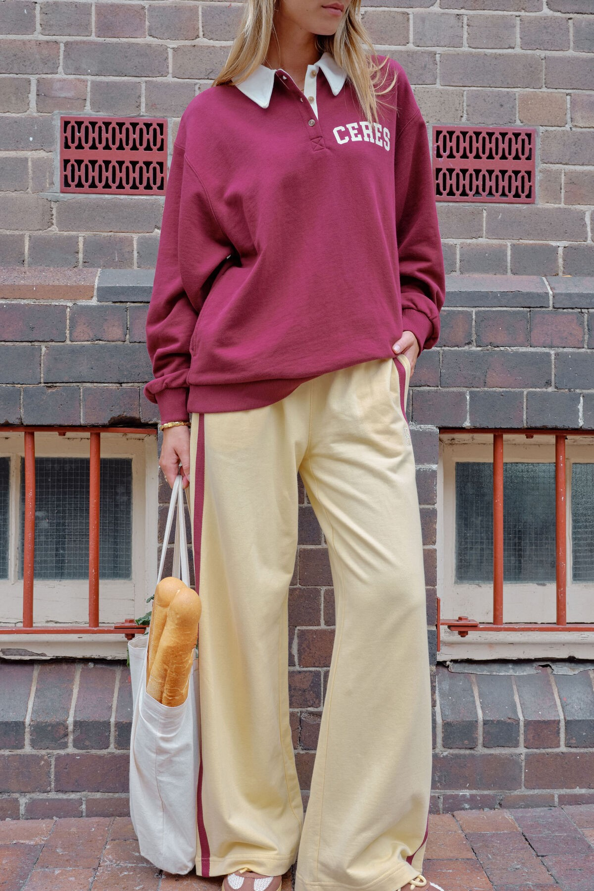 Ceres Life Wren Rugby Sweat - Washed Burgundy/White Heritage Logo