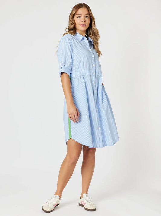 Threadz Skyler Stripe Dress - Blue/White