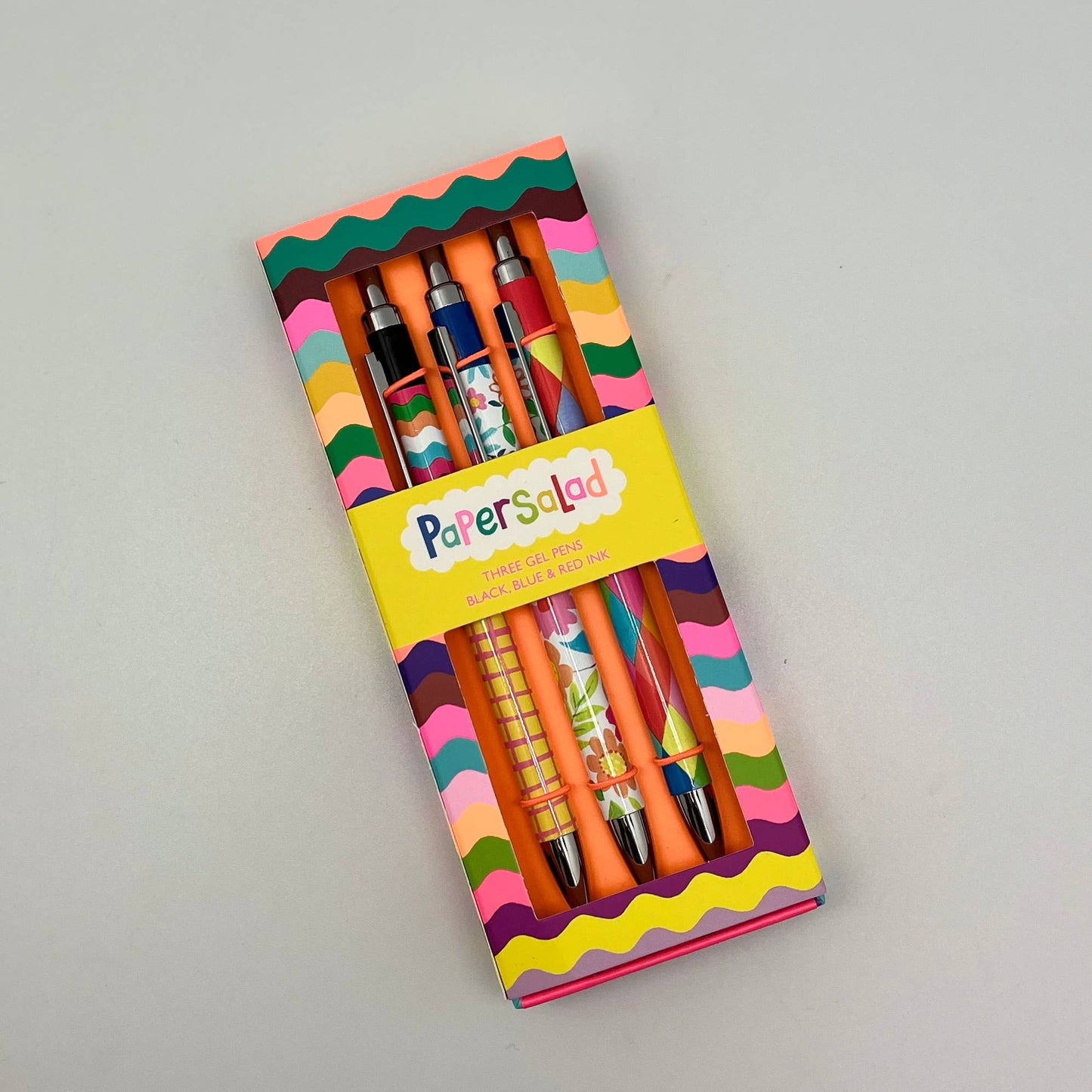 Gift Box 3 Gel Pens Paper Salad Colourful Stationery