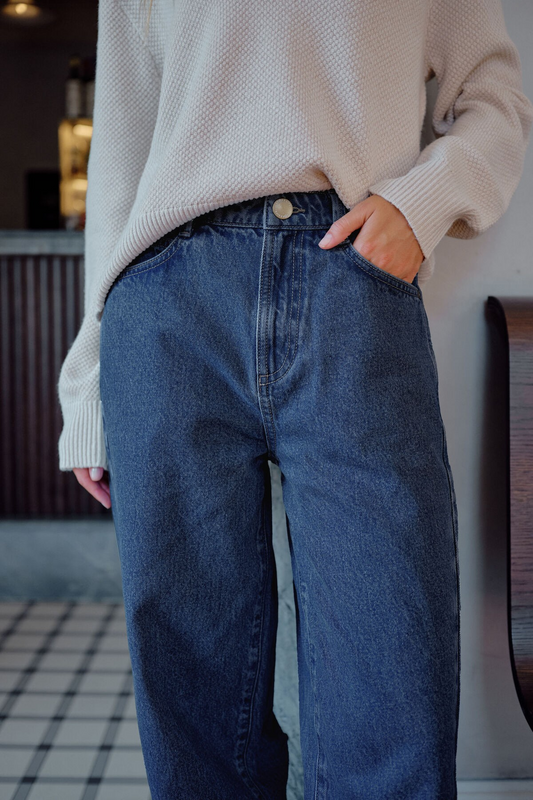 Ceres Life Leah Tapered Barrel Jean - Fresh Indigo