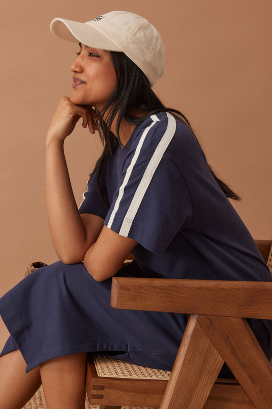 Ceres Life Charlotte Midi Terry Dress Navy