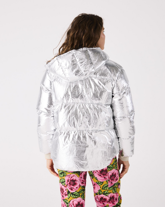 Kip and Co Silver Foil Adult Puffa Jacket