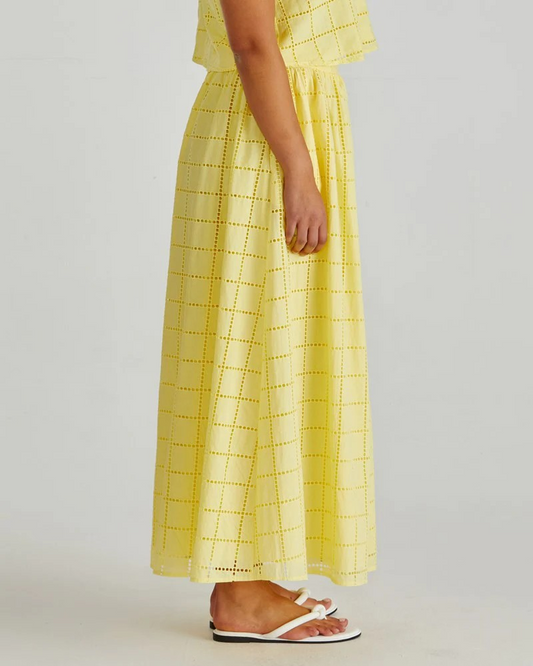 Sass Helmi Broderie Full Skirt - Yellow