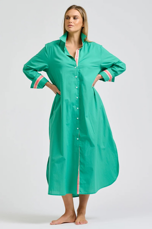 Shirty Pia Longline Shirtdress - Marine Green