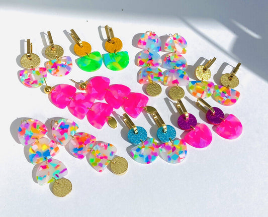 colourful Gold hoop earrings Australia | Polka Polly