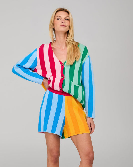 multicolour bold stripe cotton shorts | Boom Shankar