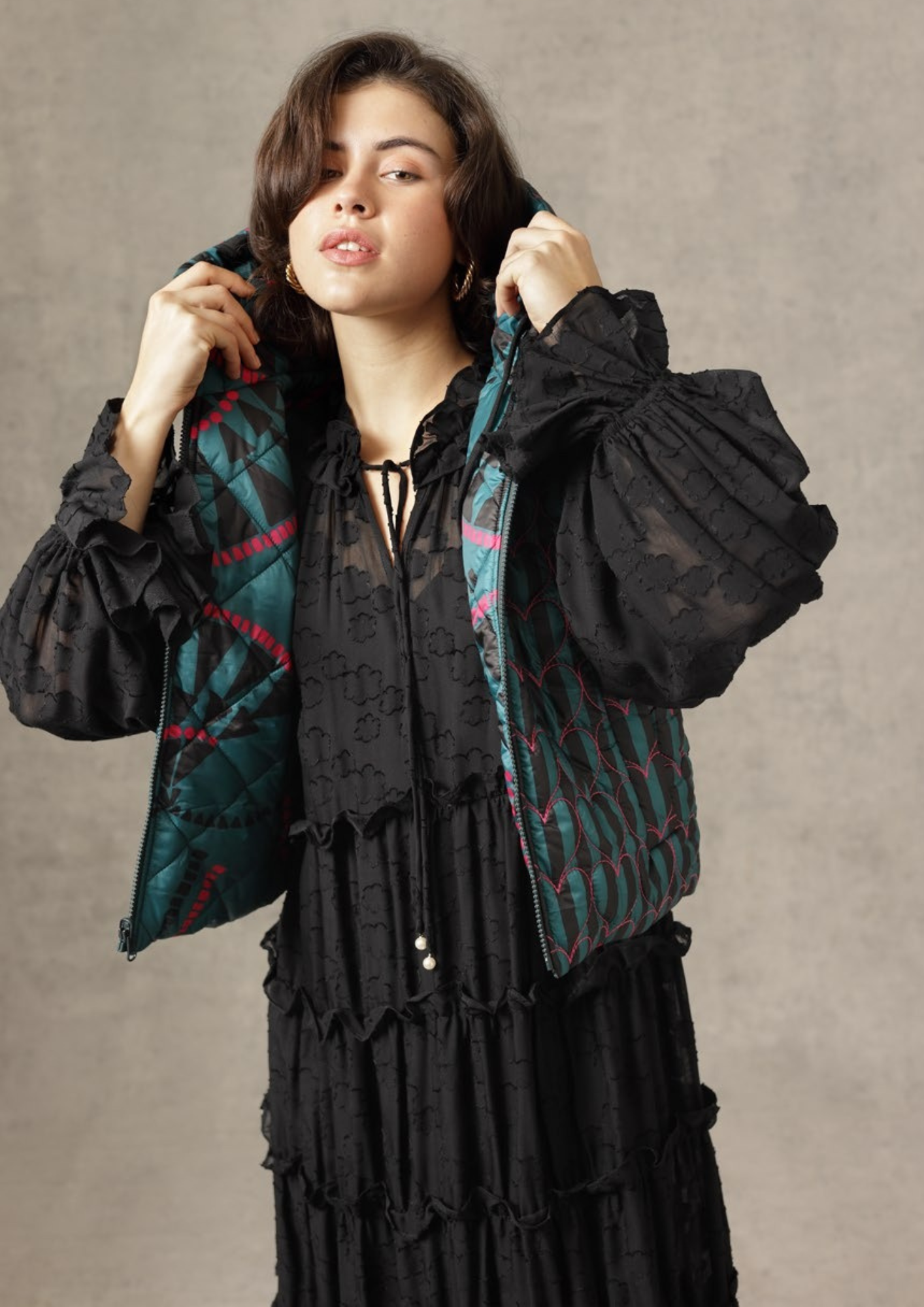 Emily Lovelock Ava Reversible Puffer Vest - Dark Moss
