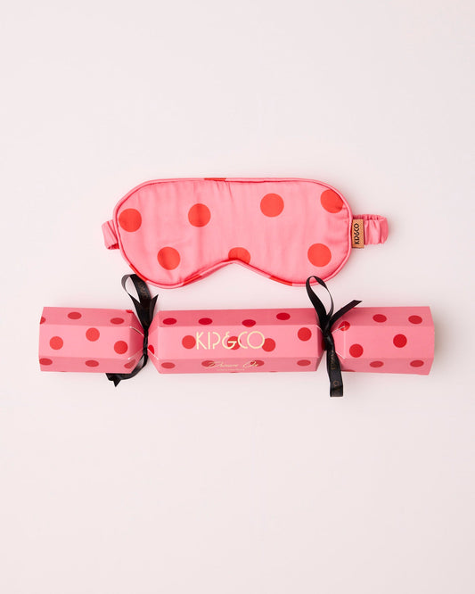 KIP AND CO Polkadot Pink Eco Satin Eye Mask