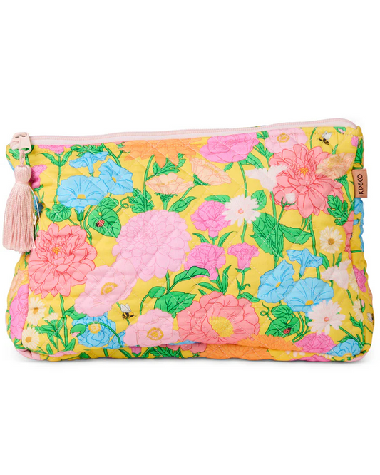 Kip and Co Follow The Sun Yellow Quilted Cotton Toiletry Purse