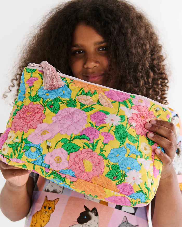 Kip and Co Follow The Sun Yellow Quilted Cotton Toiletry Purse