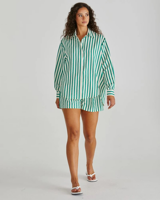 Sass Henri Shirt Green Stripe