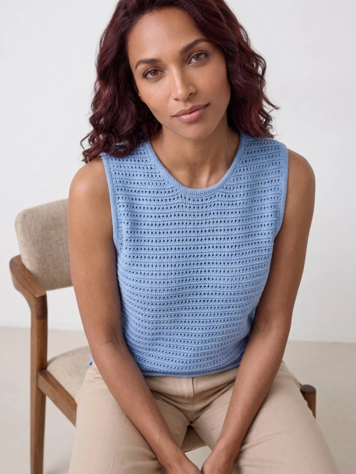 Ceres Life Margot Mesh Knit Tank - Sky Blue