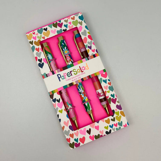 Gift Set 3 Pens Paper Salad Stripes Stationery