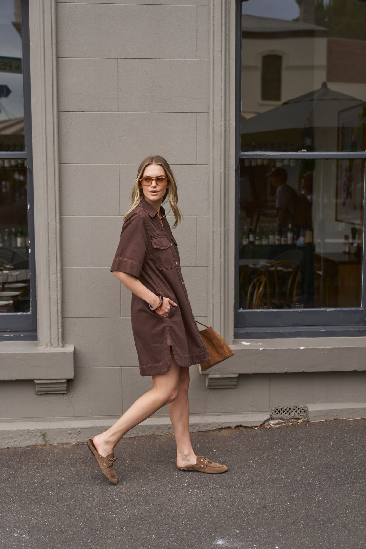 Ceres Life Bonnie Relaxed Shirt Dress - Chocolate