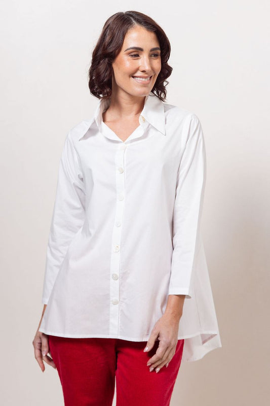 See Saw 100% Cotton L/S Gathered Back Shirt White