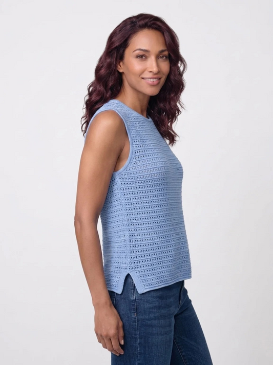Ceres Life Margot Mesh Knit Tank - Sky Blue