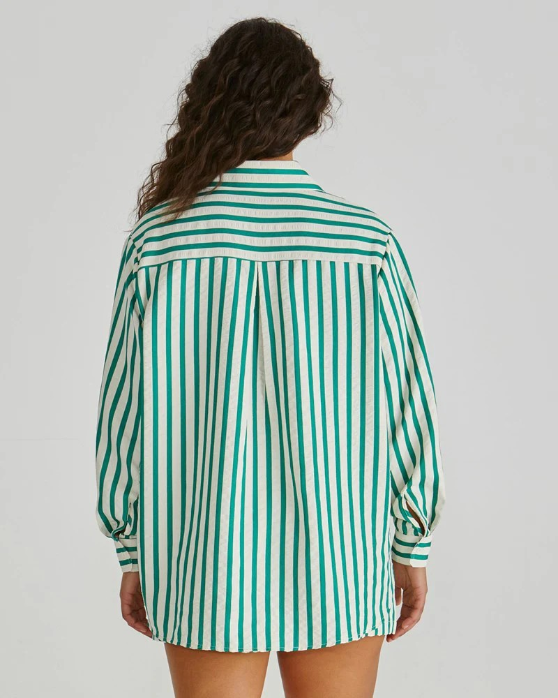 Sass Henri Shirt Green Stripe