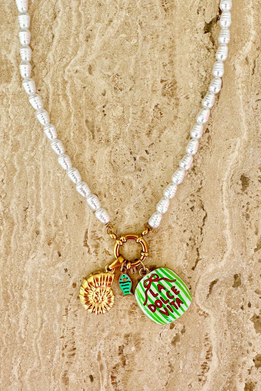 Mosk Melbourne 'Charmingly Gorgeous' La Dolce Vita Charm Pearl Necklace