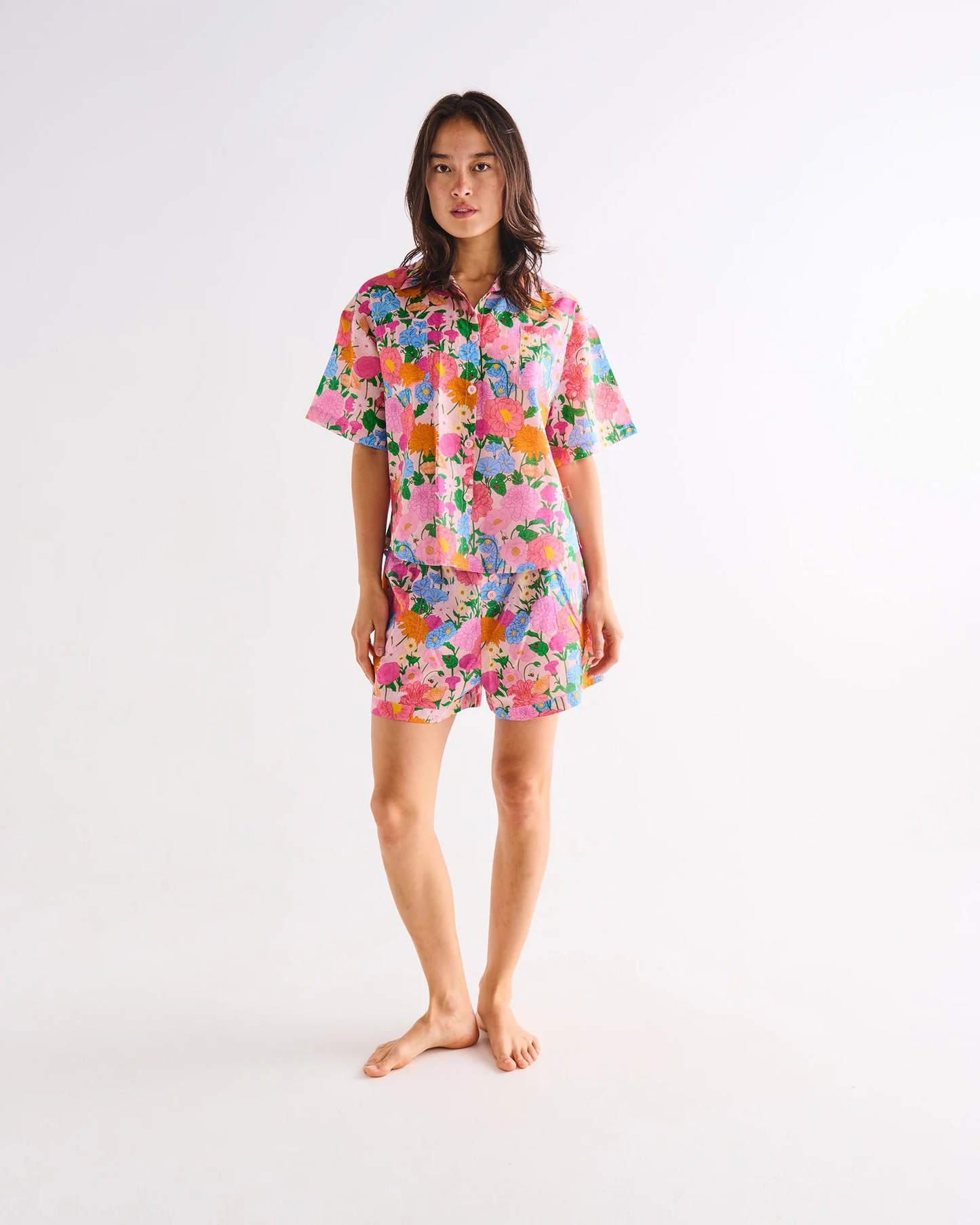 Kip And Co Follow The Sun Adult Organic Cotton Short Sleeve Shirt & Short PJ Set