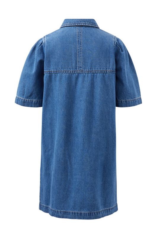 Ceres Life Dylan Pleat Sleeve Boxy Dress - Fresh Indigo