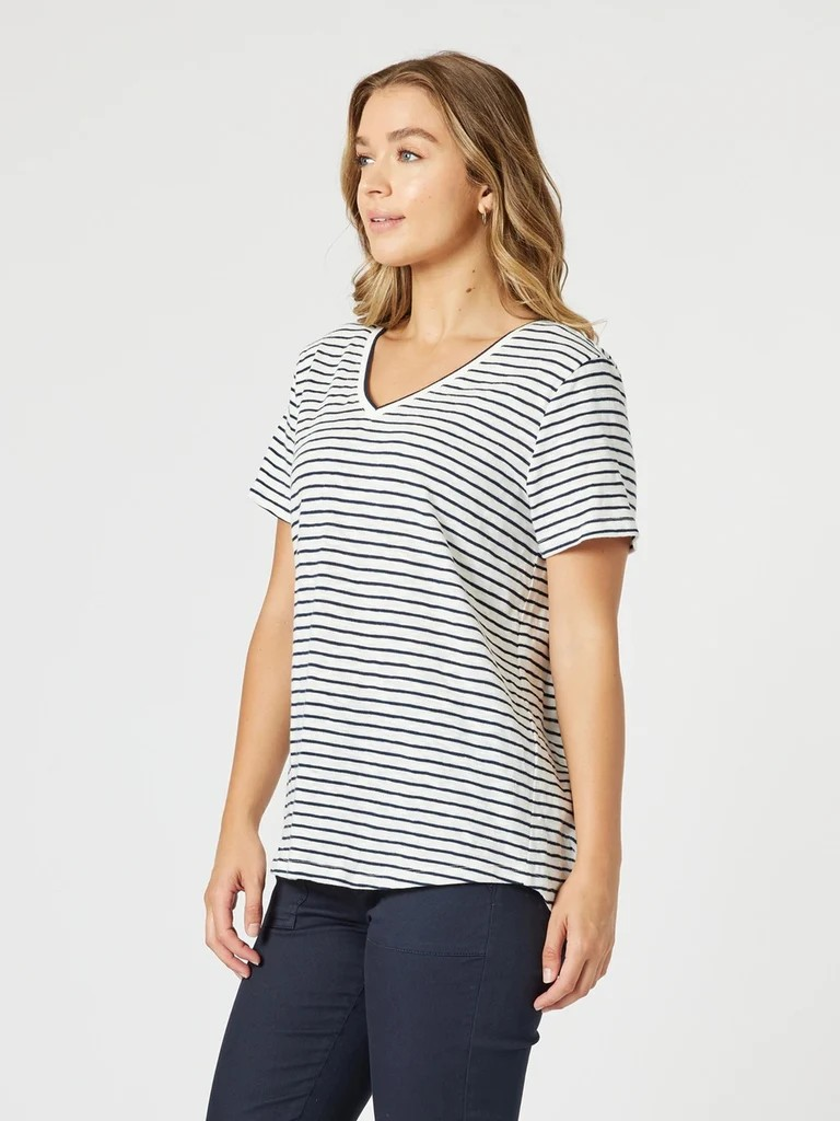 Threadz Tonic Stripe Tee - Navy/White