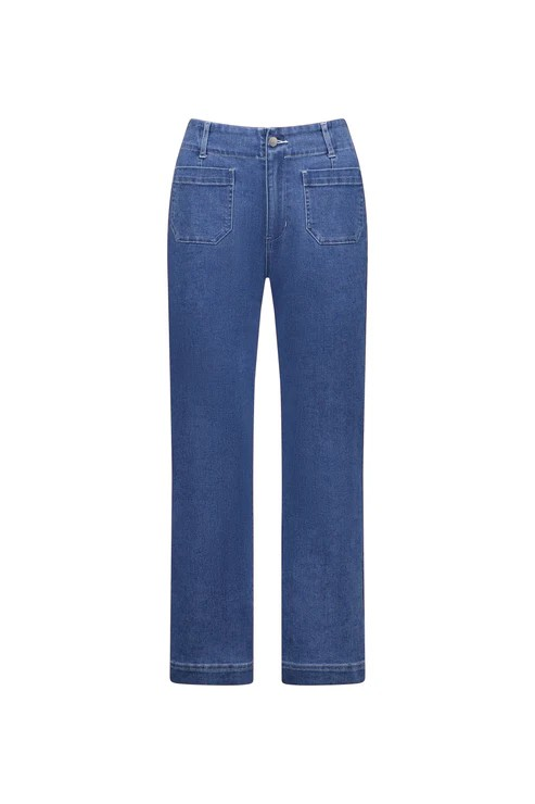 Vassalli Straight Leg Ankle Grazer Jean with Front Patch Pockets