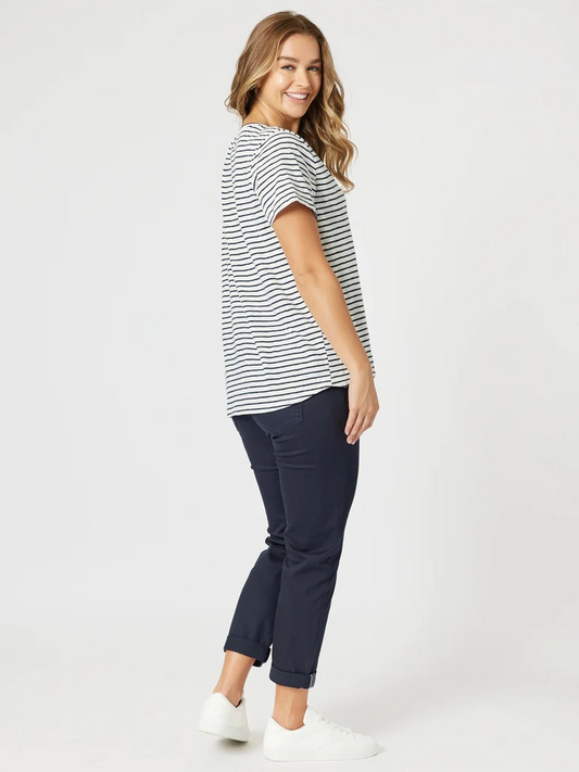 Threadz Tonic Stripe Tee - Navy/White