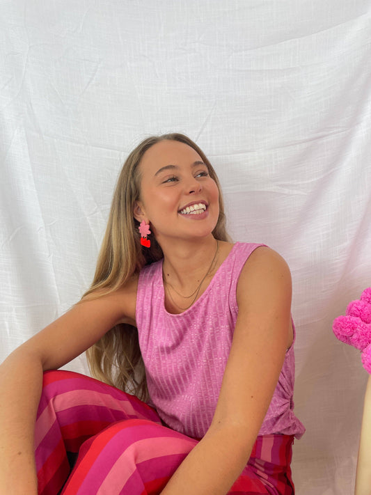 Allegra Earrings // red and pink