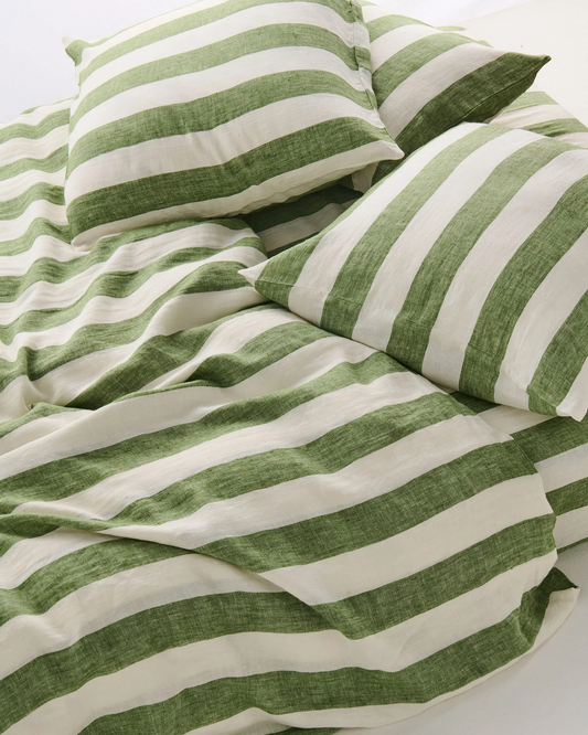 Kip & Co Moss Green Stripe Linen