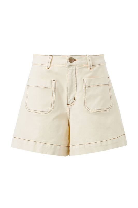 Ceres Life Esther Denim Patch Pocket Short Eggshell