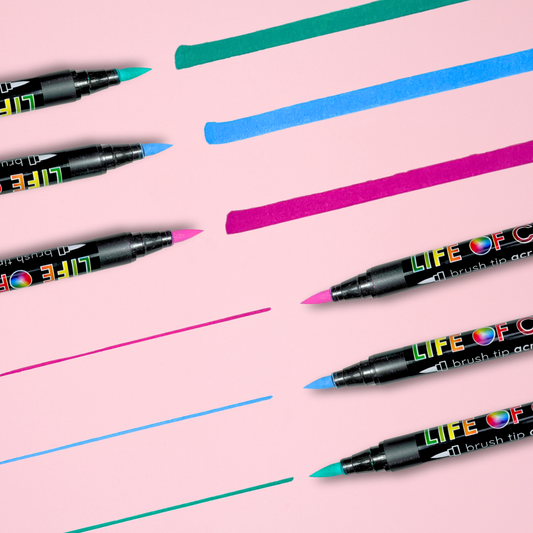 Life Of Colour Floral Colours Brush Tip Acrylic Paint Pens - Set of 12