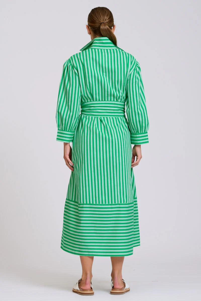 Shirty Martha Oversized Shirt Dress - Double Green Stripe