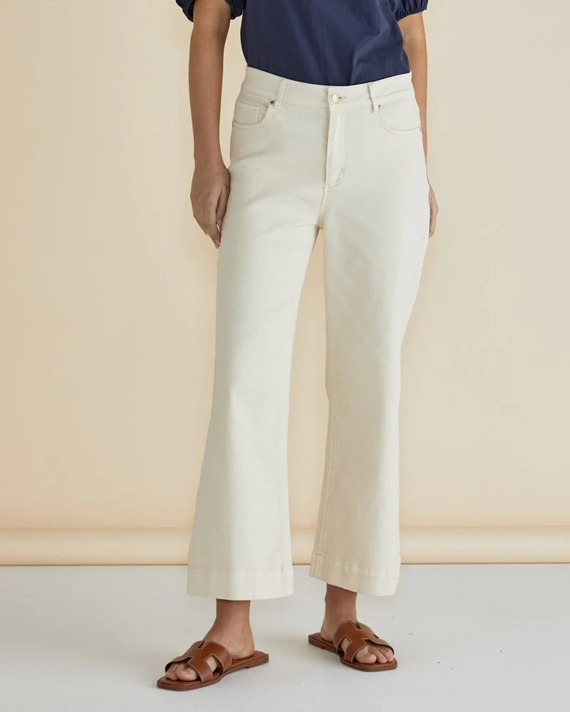 Betty Basics Willow Wide Leg Jeans Off White