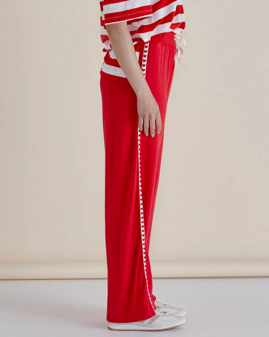 Betty Basics Evelyn Wide Leg Jogger Red Trim