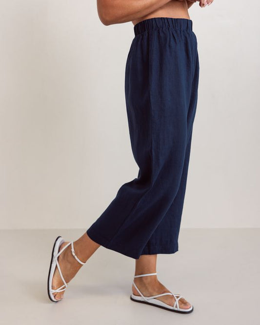 See Saw 100% Linen Elastic Culotte Pant