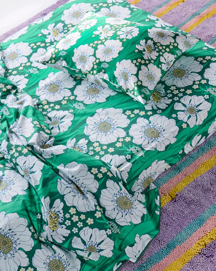 Kip and Co Tumbling Flowers Green Organic Cotton