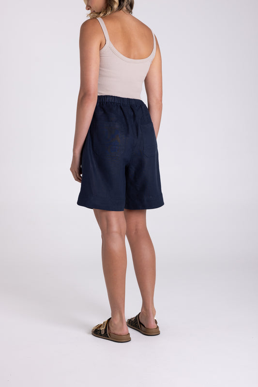 Two T's Linen Short Navy