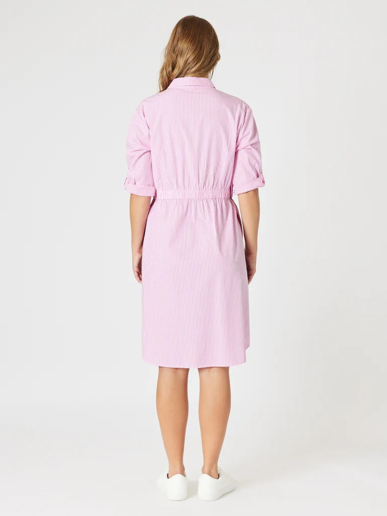 Threadz Skyler Stripe Dress - Pink/White