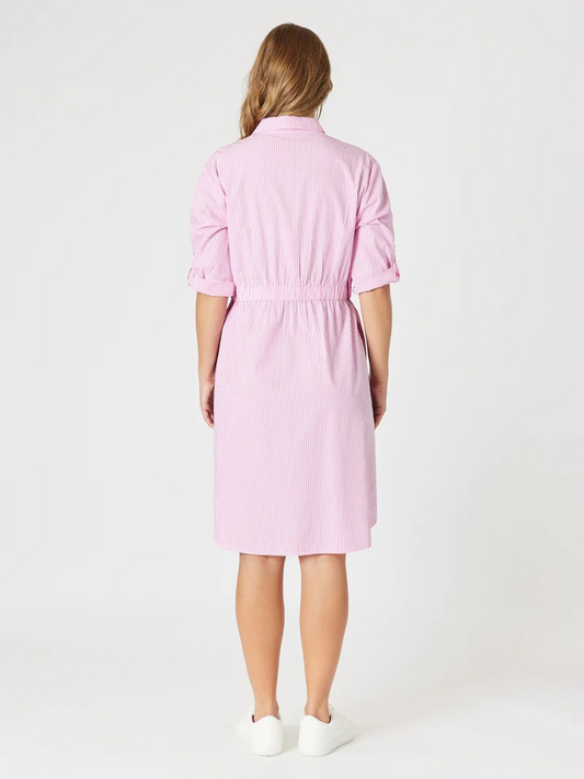 Threadz Skyler Stripe Dress - Pink/White