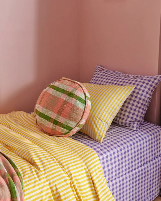 Kip and Co Pistachio Tartan Woven Pea Cushion