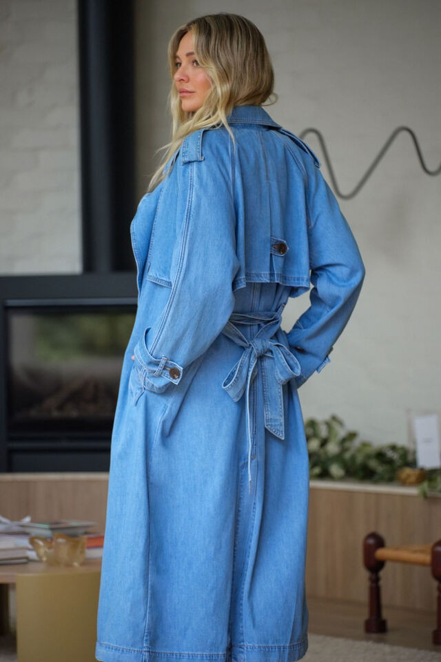 Ceres Life Longline Trench Coat Vintage Blue
