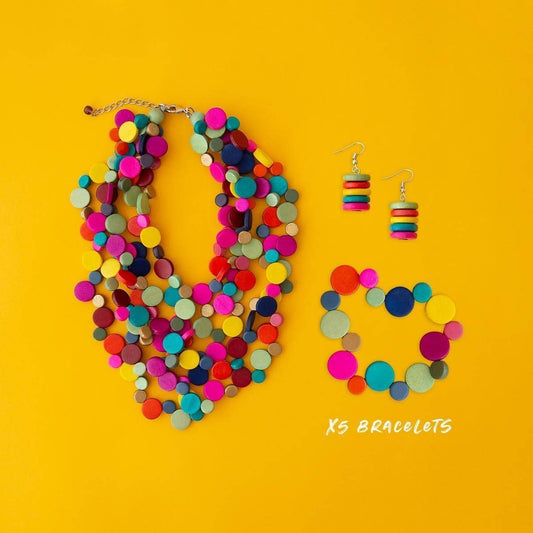 Smartie Multi Strand Wood Necklace: Multi